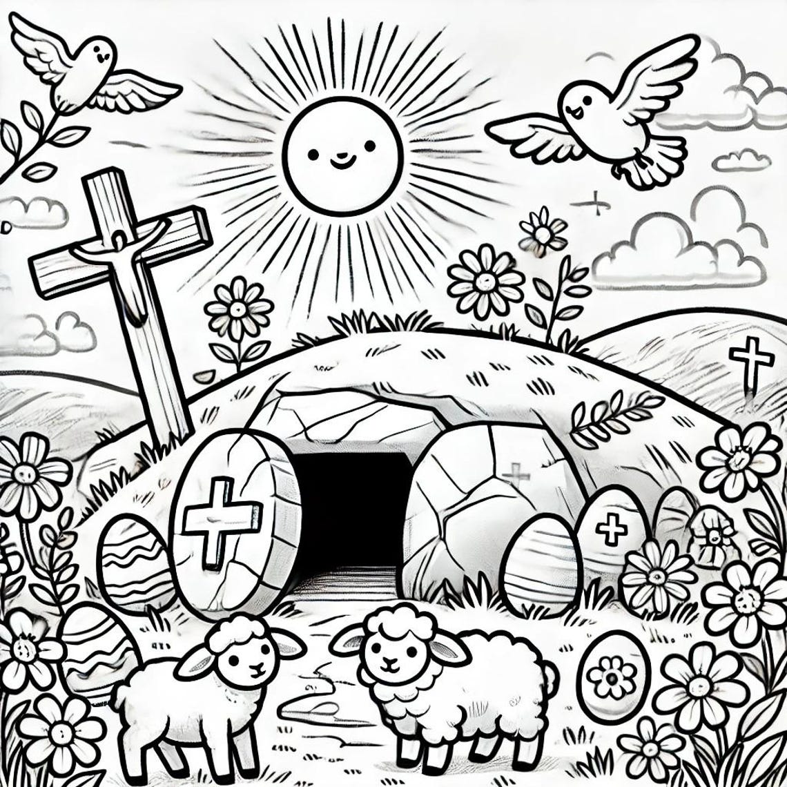 Easter Coloring Page - Empty Tomb - Christian Coloring Sheet for Kids ...