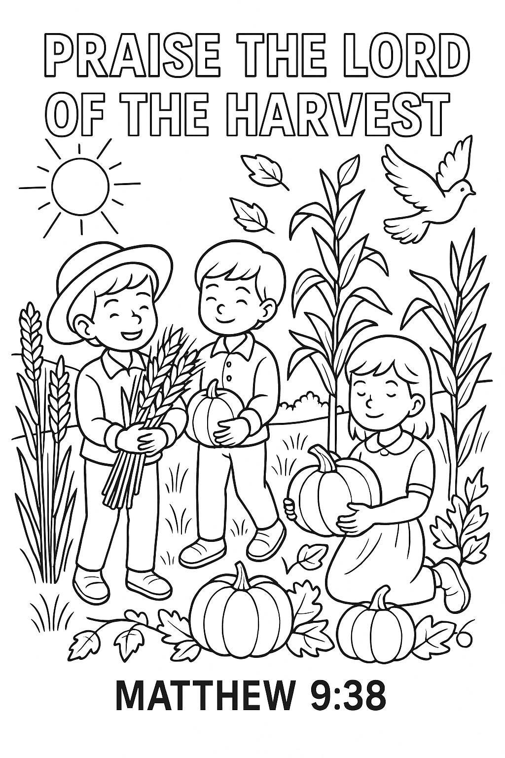 Praise the Lord of the Harvest Coloring Page Matthew 9:38 Christian…