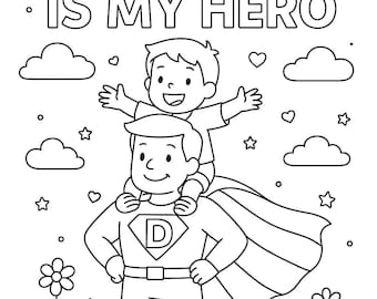 Superhero Dad Coloring Page: Father's Day Kids Activity (Digital Download)