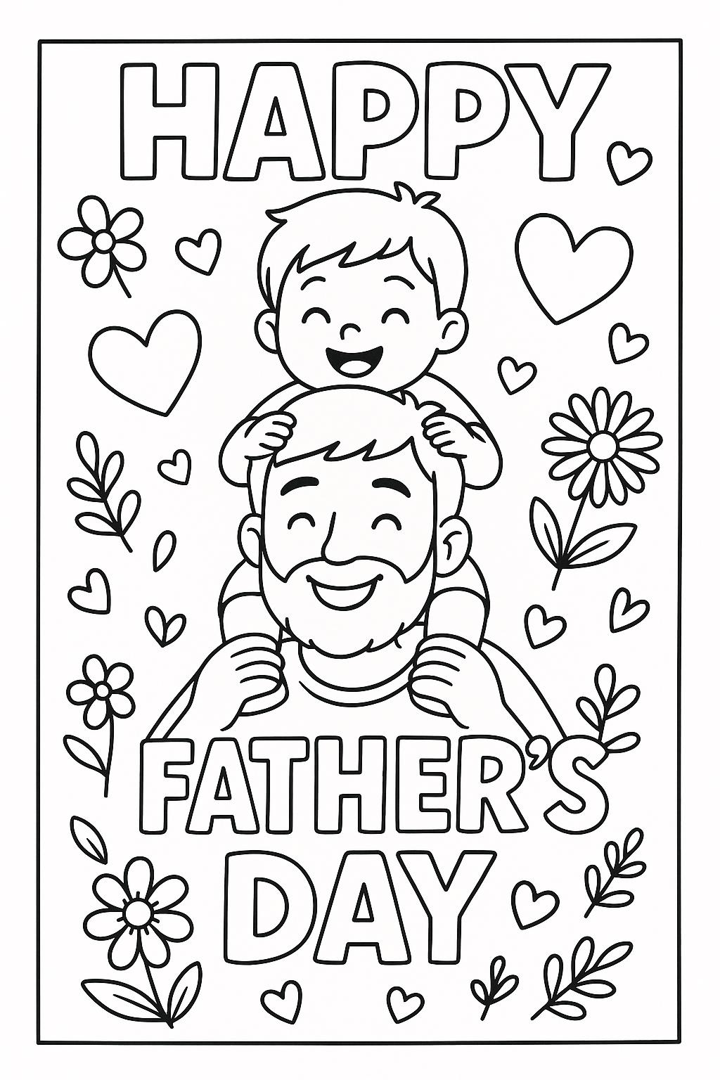 Father’s Day Coloring Page for Kids | Printable Dad and Child Activity ...