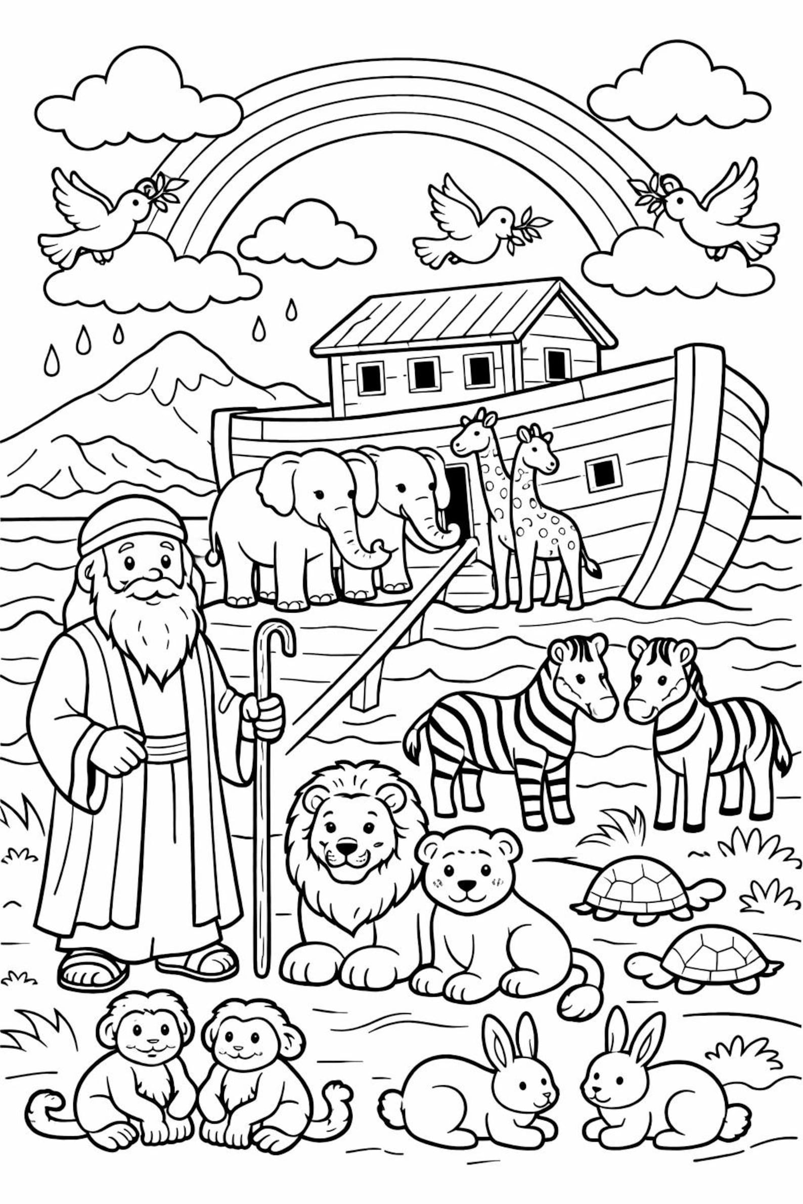 Noah’s Ark Coloring Page for Kids | Bible Story Printable | Sunday ...