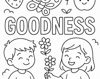 Goodness Coloring Page – Fruit of the Spirit Christian Bible Printable for Kids, Sunday School Activity Sheet