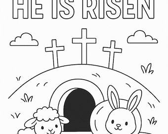 He is Risen Coloring Page – Christian Easter Sunday School Activity ...