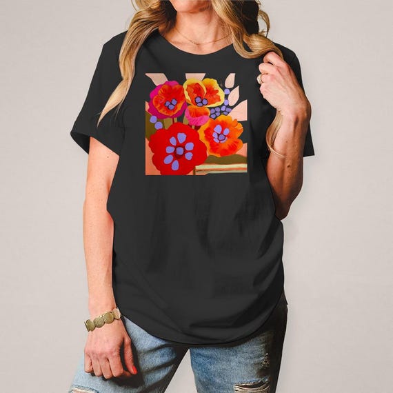 Maglietta Donna Con Tasca Floreale - Girocollo, Casual, Estiva - Mix Morbido (S-2XL)