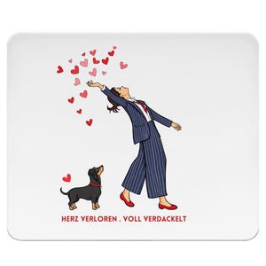 Dachshund Fan Mousepad - Heart Lost, Completely Dachshund-y | Practical writing accessory, non-slip material, dog love, gift idea for dachshund fans