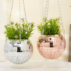 Disco Ball Hanging Planter, Sparkling planters, Disco planters, Disco Ball Planter, Disco Planter, For Indoor Plants, Succulents, Flowers