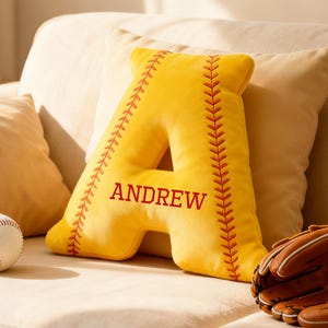 Custom Softball Letter Pillow, Personalized Name Softball Pillow, Sports Pillow, Softball Player Gift, Softball Team Gifts, Softball Lover