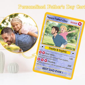 Carte Pokémon fête des pères, carte personnalisée fête des pères, cadeau pour papa, cadeau fête des pères, carte à collectionner fête des pères, cadeaux jeu pour papa, cadeau nouveau papa