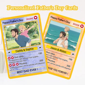 Carte Pokémon fête des pères, carte Pokémon personnalisée, cadeau pour papa, cadeau fête des pères, cadeau Pokémon, photo de carte d'anime à échanger, cadeau mari gamer