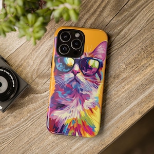 Cat Fashion Sunglasses Tough Cases, Phone Case, iPhone Case, Google Pixel Case, Samsung Galaxy Case, Animal Lover Gift, Pet Owner