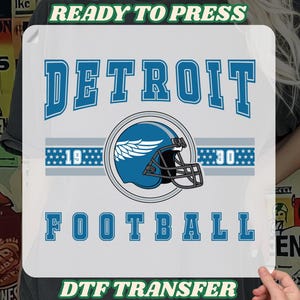 Detroit 1930 Football DTF Transfer, Vintage Lions Heat Press, Michigan Football dtf, Lions Game Day, Detroit Lions DTF, Football Helmet dtf