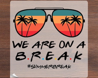 We Are On A Break Ready To Press, Last Day of School Heat Transfer, School Out Iron On, Teacher Summer Break DTF, Matching Beach Trip DTF