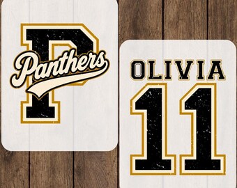 Custom Name Distressed Panthers Ready To Press, Retro Personalized Mascot Heat Transfer, Vintage Matching School Team Iron On, Cheer Mom DTF
