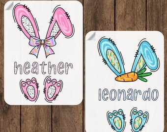 Custom Easter Ready To Press, Personalized Bunny Ears Heat Transfer, Custom Name Boy Girl Easter Iron On, Funny Family Matching Easter DTF