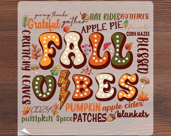 Retro Fall Vibes Ready To Press, Cozy Season Heat Transfer, Pumpkin Spice Autumn Iron On, Vintage Thanksgiving DTF, Giving Thanks  DTF Print