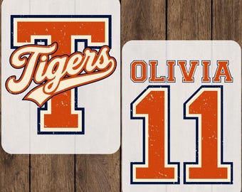 Custom Name Distressed Tigers Ready To Press, Retro Personalized Mascot Heat Transfer, Vintage Matching School Team Iron On, Cheer Mom DTF