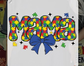 Autism mama coquette Ready To Press, Autism Awareness Heat Transfer, Autism mom Iron On, Puzzle Autism Piece Awareness Neurodiversity DTF