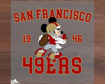 Custom Disney San Francisco Football Ready To Press, Retro Kids 49ers Gameday Iron On, Mickey Mouse Matching Family 49ers Fan Cold Peel DTF