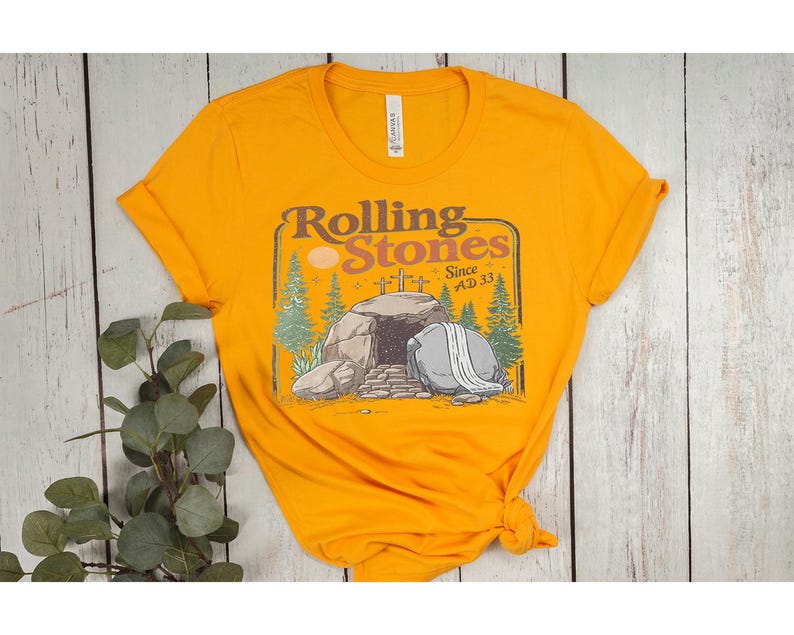 Rolling Stones Since AD 33 Iron on, Easter Christian Empty Tomb DTF Print, Jesus Christian Ready To Press, Vintage Religious Heat Transfer bild 12