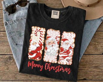 Retro Preppy Santa Ready To Press, Merry Christmas Heat Transfer, Vintage Xmas Iron On, Family Matching DTF Transfer