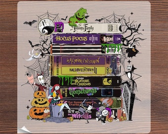 Vintage 90s Halloween VHS Movies Ready To Press, Retro Spooky Season Iron On, Horror Scary Movie Night Heat Transfer, Disney Pumpkin DTF