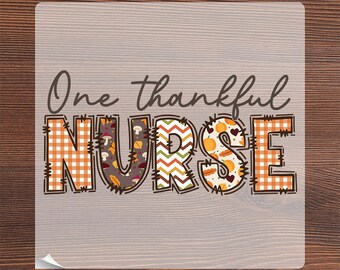 One Thankful Nurse Ready To Press, Nurse Thanksgiving Heat Transfer, Autumn Fall Nurse Appreciation Iron On, RN CNA Autumn Hospital Care DTF