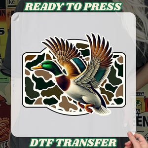 Flying Mallard Duck Dtf, Vintage Camo Dtf, Hunting Season Dtf, old school camo dtf, Southern girl dtf, Duck Hunting Vintage, Camo Dad dtf
