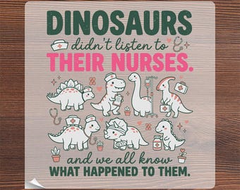 Retro Dinosaurs Nurse Ready To Press DTF, Distressed Medical Humor Iron On, Registered Nurse Heat Transfer, Funny Healthcare Worker Gift