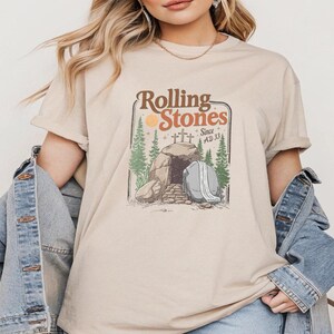 Rolling Stones Since AD 33 Iron on, Easter Christian Empty Tomb DTF Print, Jesus Christian Ready To Press, Vintage Religious Heat Transfer bild 2