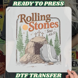 Rolling Stones Since AD 33 Iron on, Easter Christian Empty Tomb DTF Print, Jesus Christian Ready To Press, Vintage Religious Heat Transfer bild 1