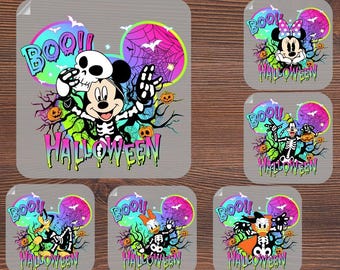 Disney Neon Halloween All Characters Ready To Press, Mickey's Not So Scary Halloween Heat Transfer, Mickey and Friends Spooky Skeleton DTF