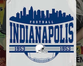 Indianapolis Football Ready To Press, Colts Gameday Heat Transfer, Vintage Indianapolis Colts Iron On Decal, Indianapolis Skyline DTF Print