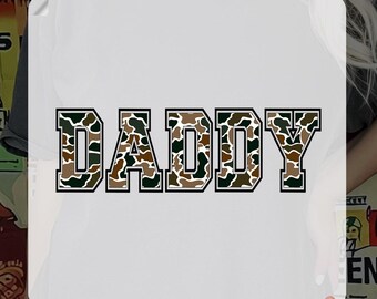 Daddy Camo Ready To Press, Dad Camo Heat Transfer, Daddy Camouflage Iron On, Daddy Old School Camouflage Dtf, Dad Duck Hunting Cold Peel DTF