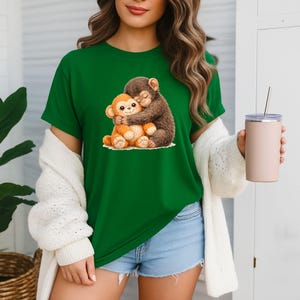 Team Punch Viral Monkey DTF, Cute Humor Animal Heat Transfer, Baby Monkey Teddy Bear Iron on, Faux Watercolor Team Punch Ready To Press afbeelding 14