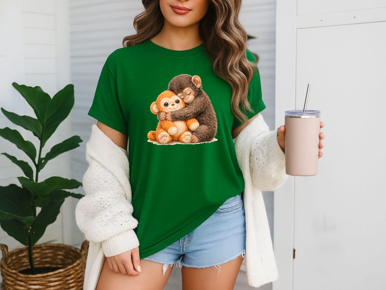 Team Punch Viral Monkey DTF, Cute Humor Animal Heat Transfer, Baby Monkey Teddy Bear Iron on, Faux Watercolor Team Punch Ready To Press afbeelding 14