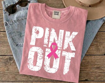 Distressed Pink Out Ready To Press, Vintage Breast Cancer Awareness Heat Transfer, Cancer Supported Iron on Decal, Pink Ribbon DTF Print