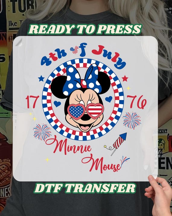 Disney 4th of july 1776 minnie mouse, Disney 4th of july 1776 Mickey mouse, Kids Patriotic dtf, Matching Family disney 4th July trip DTF