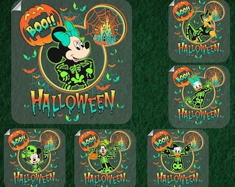 Disney Neon Halloween All Characters DTF Transfer, Mickey's Not So Scary Halloween Heat Press, Disney mickey minnie Spooky Cute Skeleton DTF