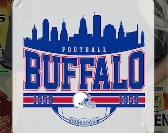 Buffalo Football Ready To Press, Buffalo Gameday Heat Transfer, Vintage Buffalo Bills Football Iron On, Buffalo Skyline Cold Peel DTF