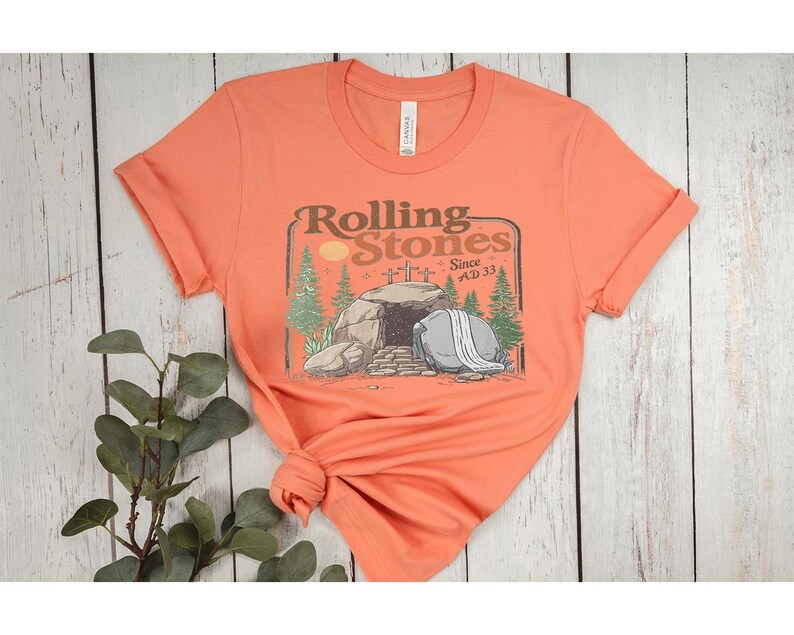 Rolling Stones Since AD 33 Iron on, Easter Christian Empty Tomb DTF Print, Jesus Christian Ready To Press, Vintage Religious Heat Transfer bild 11