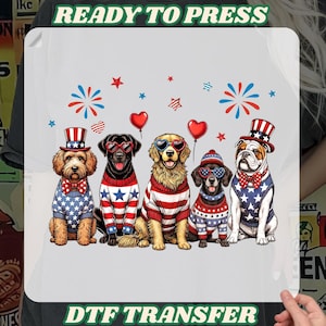 4th of July dog T-shirt Transfer, dog Lover Dtf, Fourth of July dog dtf, Independence Day dtf, Patriotic dog dtf, USA dog mom dtf transfer