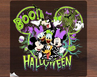 Halloween Disney Vacation Ready To Press, Mickey And Friends Halloween Heat Transfer, Neon Mickey's Not So Scary Iron On, Kids Boo Ghost DTF