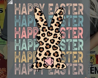 Leopard Print Easter Bunny DTF, Ready To Press DTF Transfer, Toddler easter Dtf, Easter Rabbit dtf, cute bunny dtf, easter Bunny lover dtf