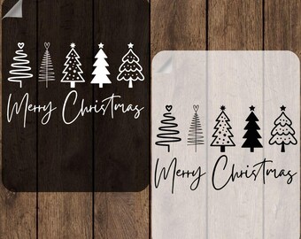 Minimalist Christmas Trees Heat Transfer, Matching Merry Christmas Ready To Press, Tis the Season Iron On, Xmas Holiday Cold Peel DTF