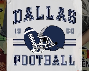 Dallas 1960 Football shirt transfer, Dallas Football Helmet DTF, Game Day dtf, American Football, Vintage Cowboys Pride, Dallas Football Fan