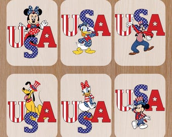 Patriotic Mickey's Friends Ready To Press, Kids 4th of july Heat Transfer, Matching Family Disney Vacation Iron On, Toddler USA 250th DTF