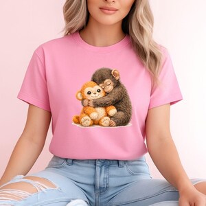 Team Punch Viral Monkey DTF, Cute Humor Animal Heat Transfer, Baby Monkey Teddy Bear Iron on, Faux Watercolor Team Punch Ready To Press afbeelding 9