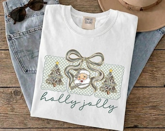 Camo Christmas Santa Ready To Press, Camouflage Holiday Heat Transfer, Christmas Tree Bow, Faux Glitter Xmas Iron On, Preppy Santa DTF