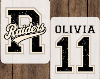 Custom Name Distressed Raiders Ready To Press, Retro Personalized Mascot Heat Transfer, Vintage Matching School Team Iron On, Cheer Mom DTF