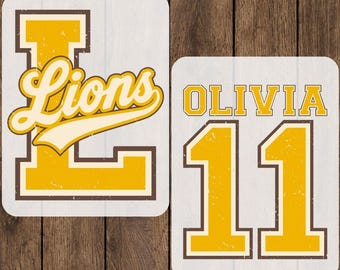 Custom Name Distressed Lions Ready To Press, Retro Personalized Mascot Heat Transfer, Vintage Matching School Team Iron On, Cheer Mom DTF